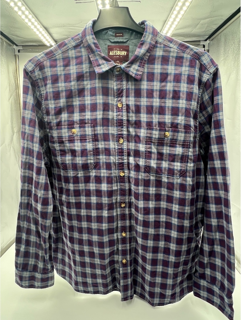 Alesbury Men’s Plaid Long Sleeve Button Up Shirt Casual Cotton